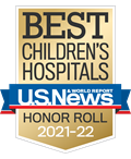 美国新闻与世界报道2021-22年度最佳儿童医院荣誉榜徽章。